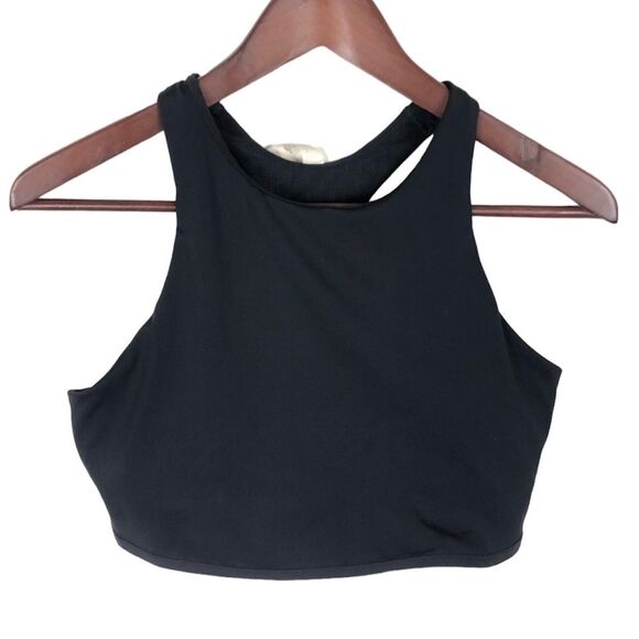 Under Armour Black Fitted High Neck Sports Bra Removable Pads Cropped Tank - Picture 1 of 4
